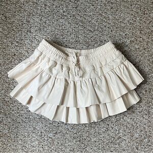 Day+Moon Cream Leather Mini Skirt